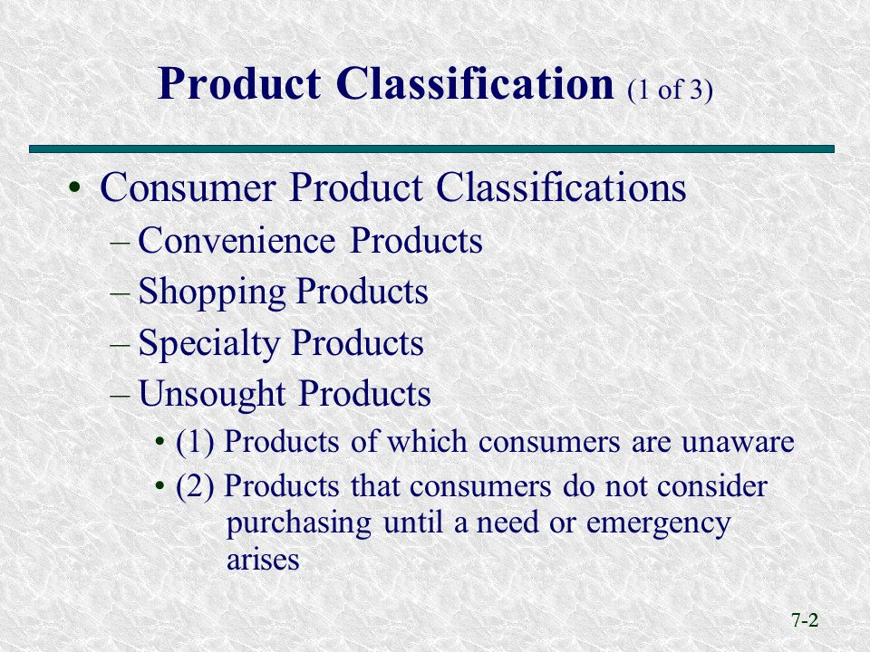 Product Classification (1 of 3)