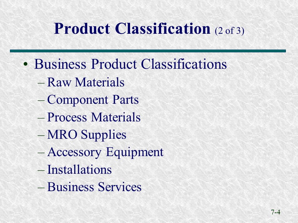 Product Classification (2 of 3)