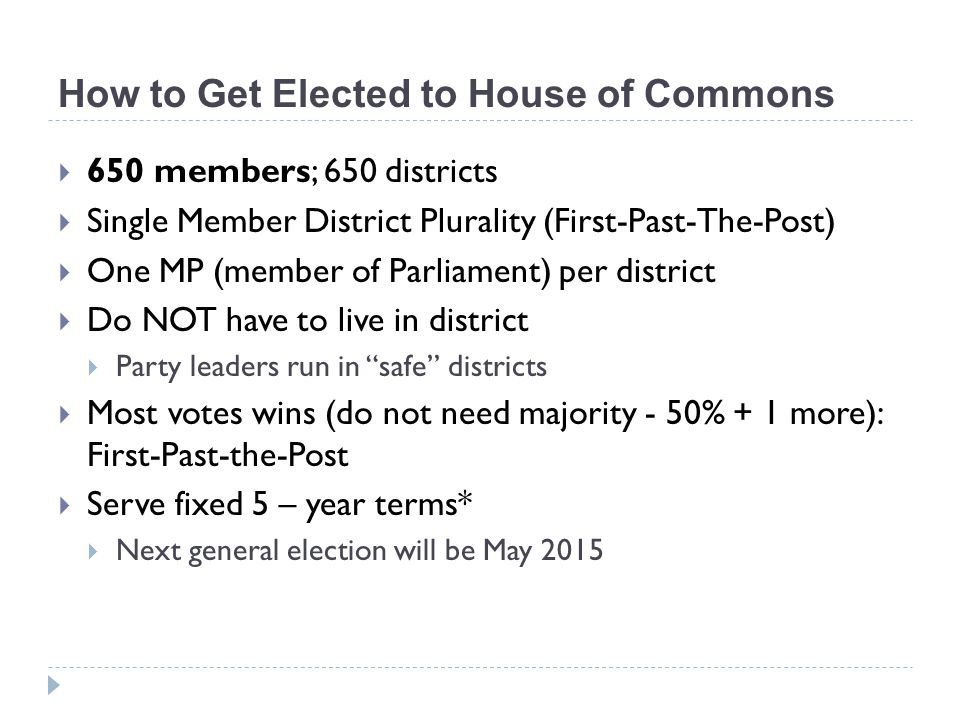 How to Get Elected to House of Commons