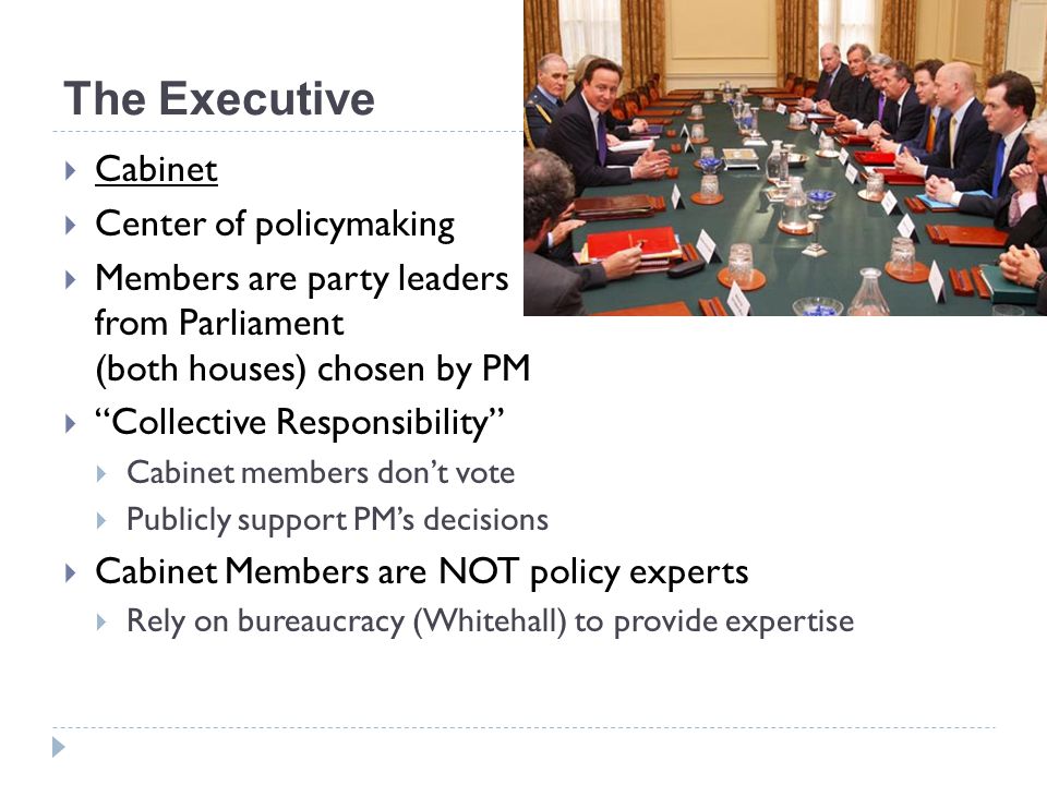 The Executive Cabinet Center of policymaking
