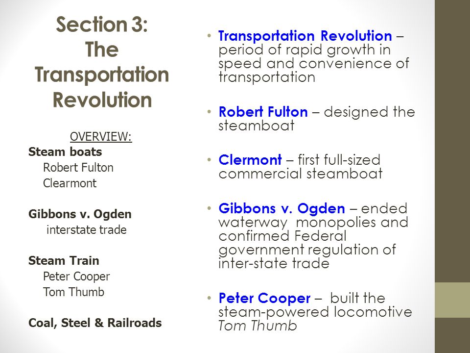 Section 3: The Transportation Revolution