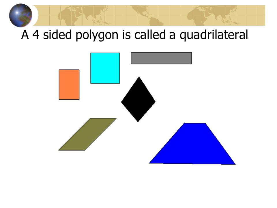 A 4 sided polygon is called a quadrilateral