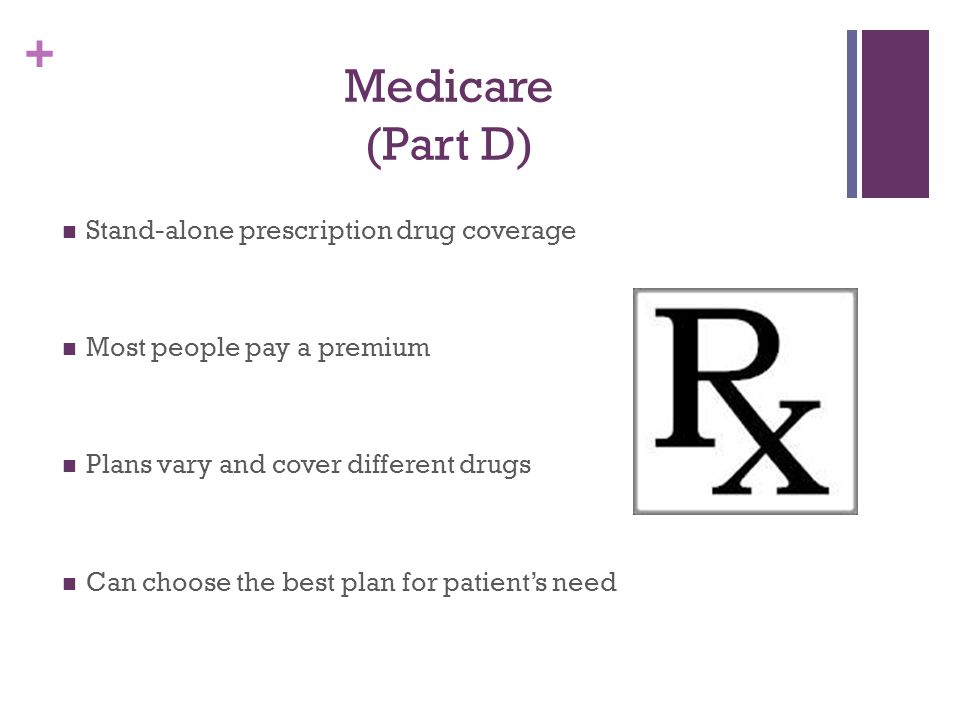 Medicare (Part D) Stand-alone prescription drug coverage