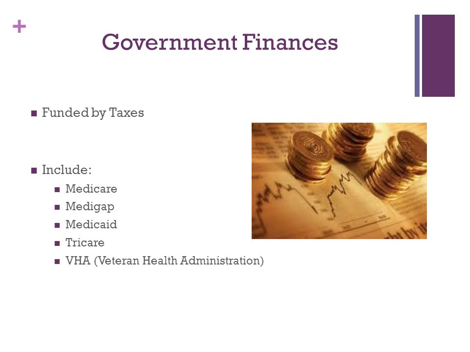Government Finances Funded by Taxes Include: Medicare Medigap Medicaid
