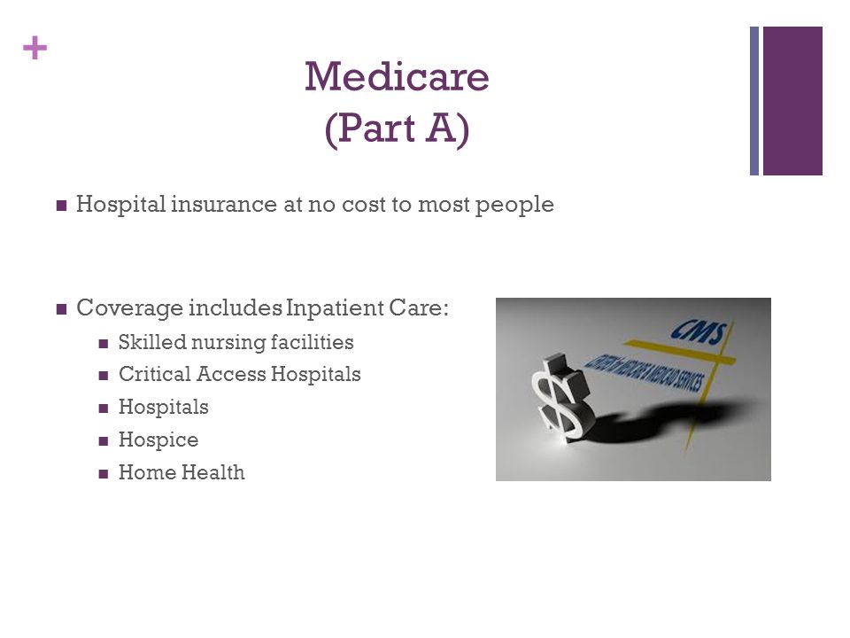 Medicare (Part A) Hospital insurance at no cost to most people