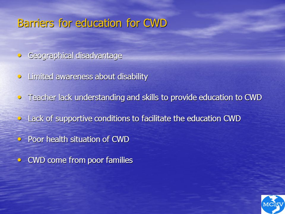 Barriers for education for CWD