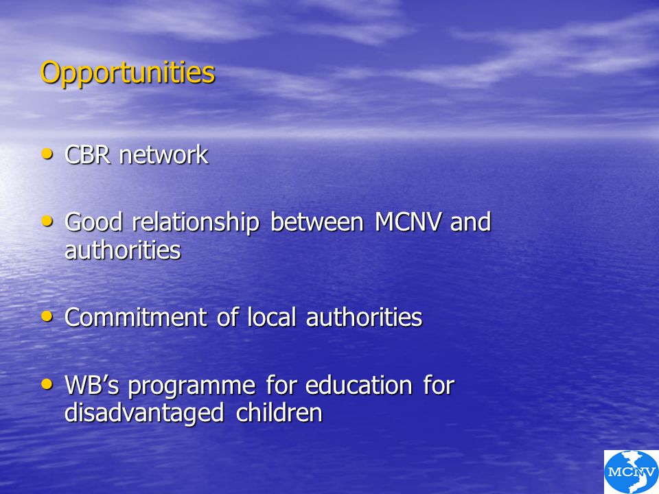 Opportunities CBR network
