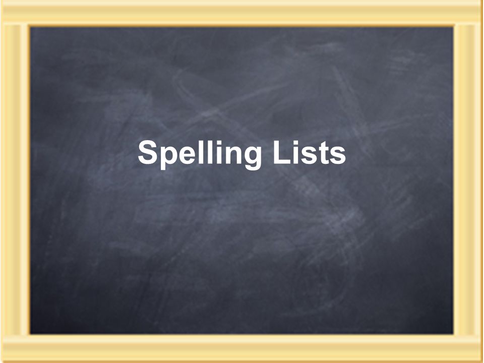 Spelling Lists