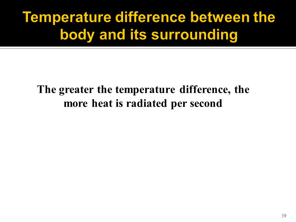Temperature difference between the body and its surrounding