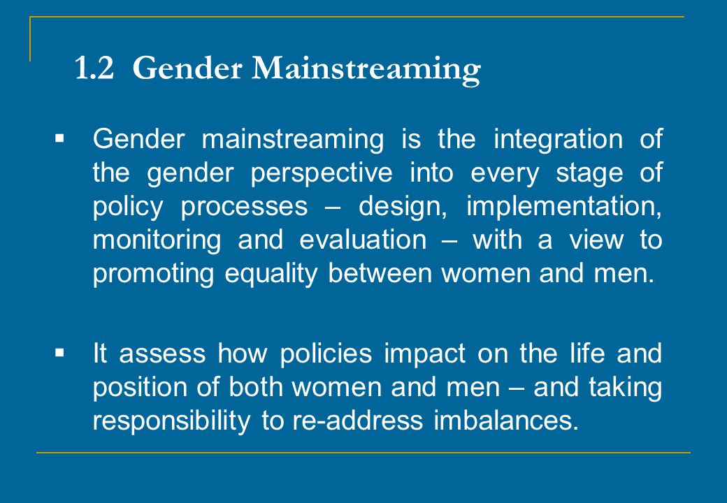 1.2 Gender Mainstreaming