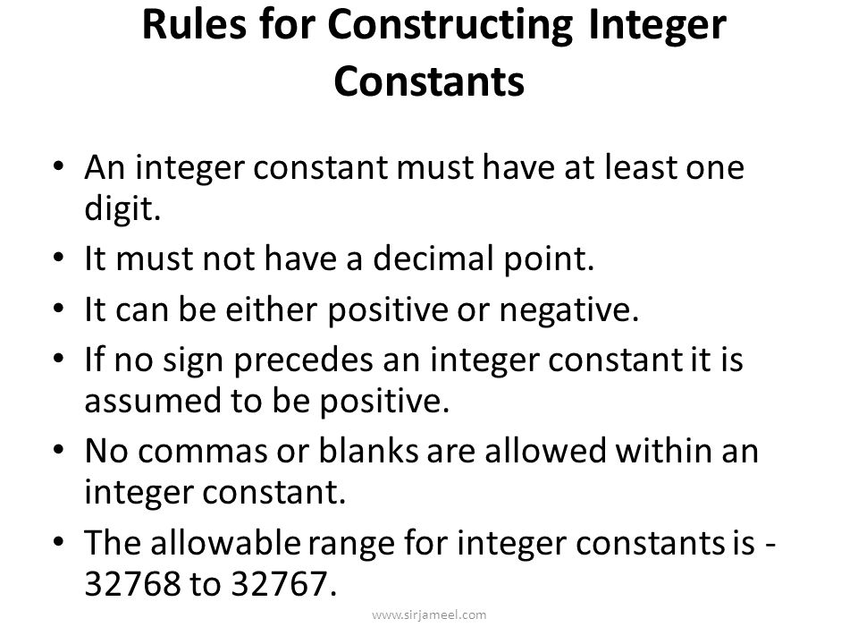 Rules for Constructing Integer Constants Rules for Constructing Integer Constants