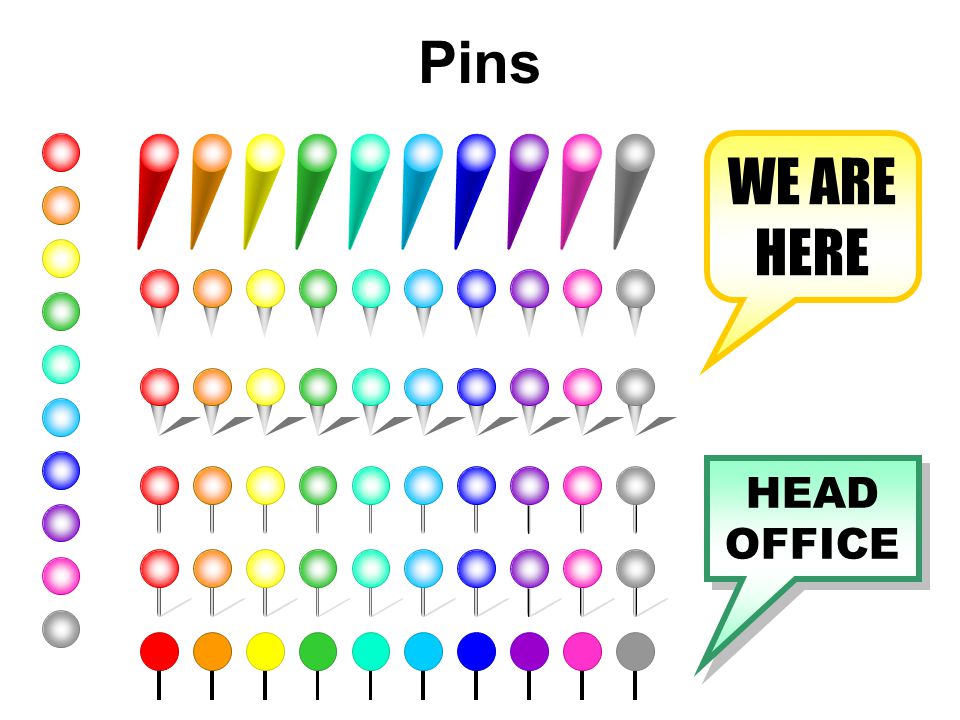Pins WE ARE HERE HEAD OFFICE