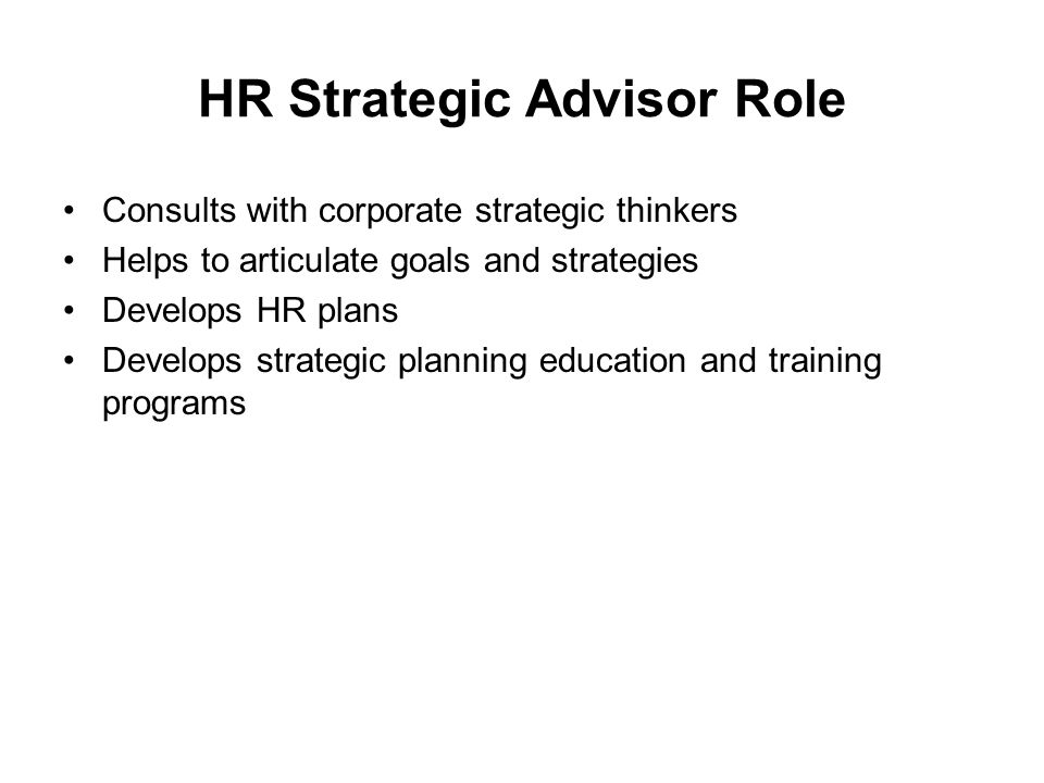 HR Strategic Advisor Role
