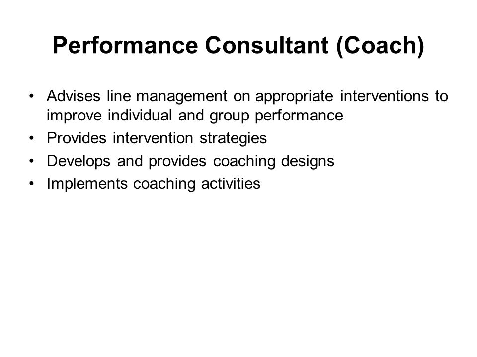 Performance Consultant (Coach)