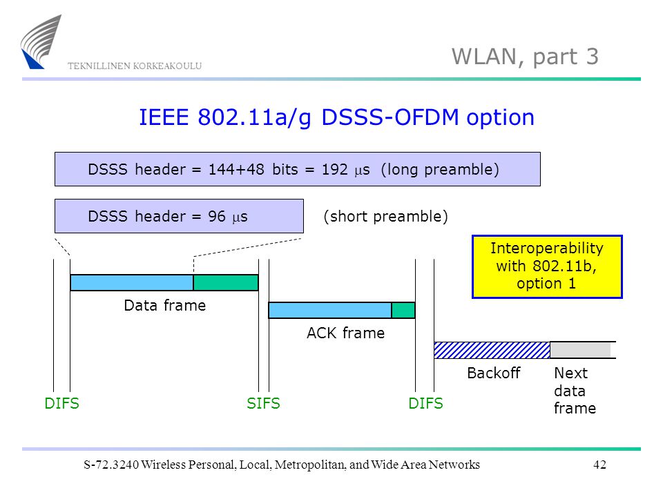 IEEE a/g DSSS-OFDM option