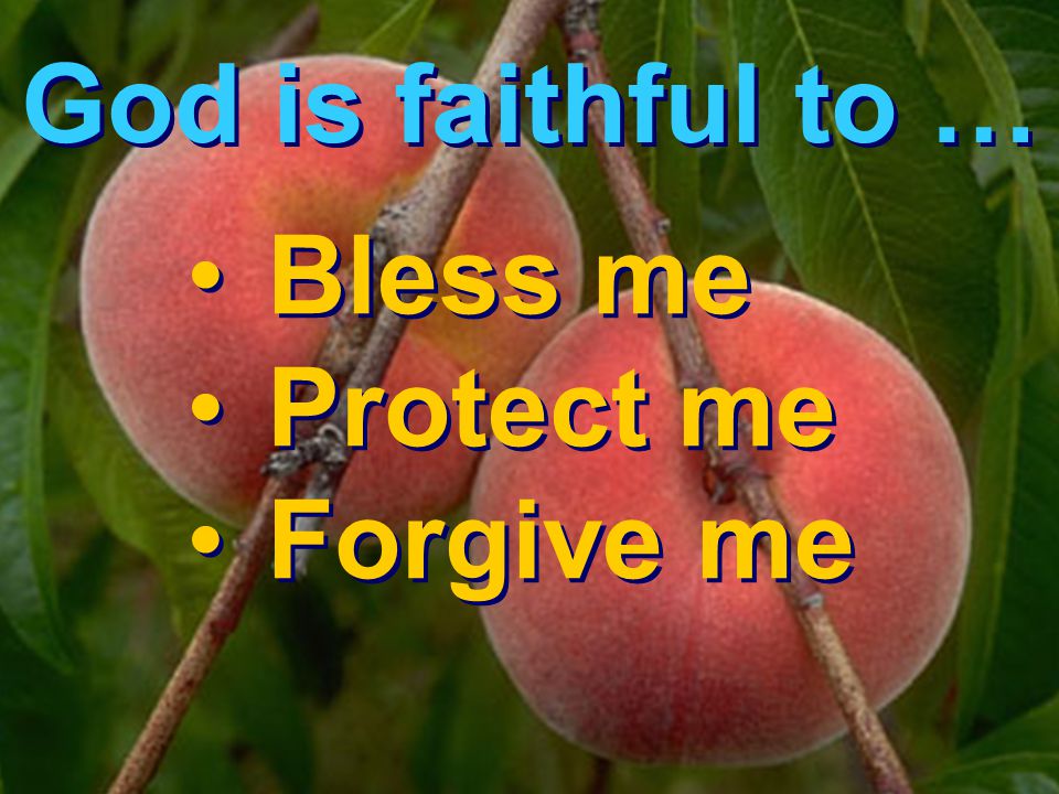 God is faithful to … Bless me Protect me Forgive me