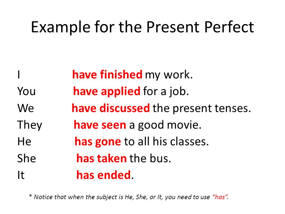 Example for the Present Perfect