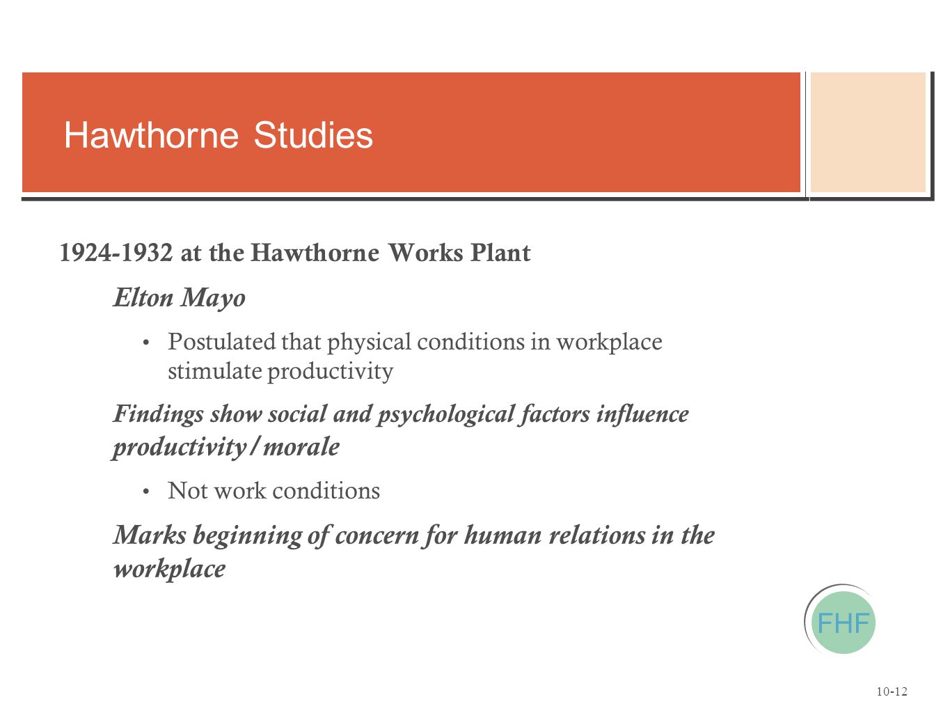 Hawthorne Studies Elton Mayo