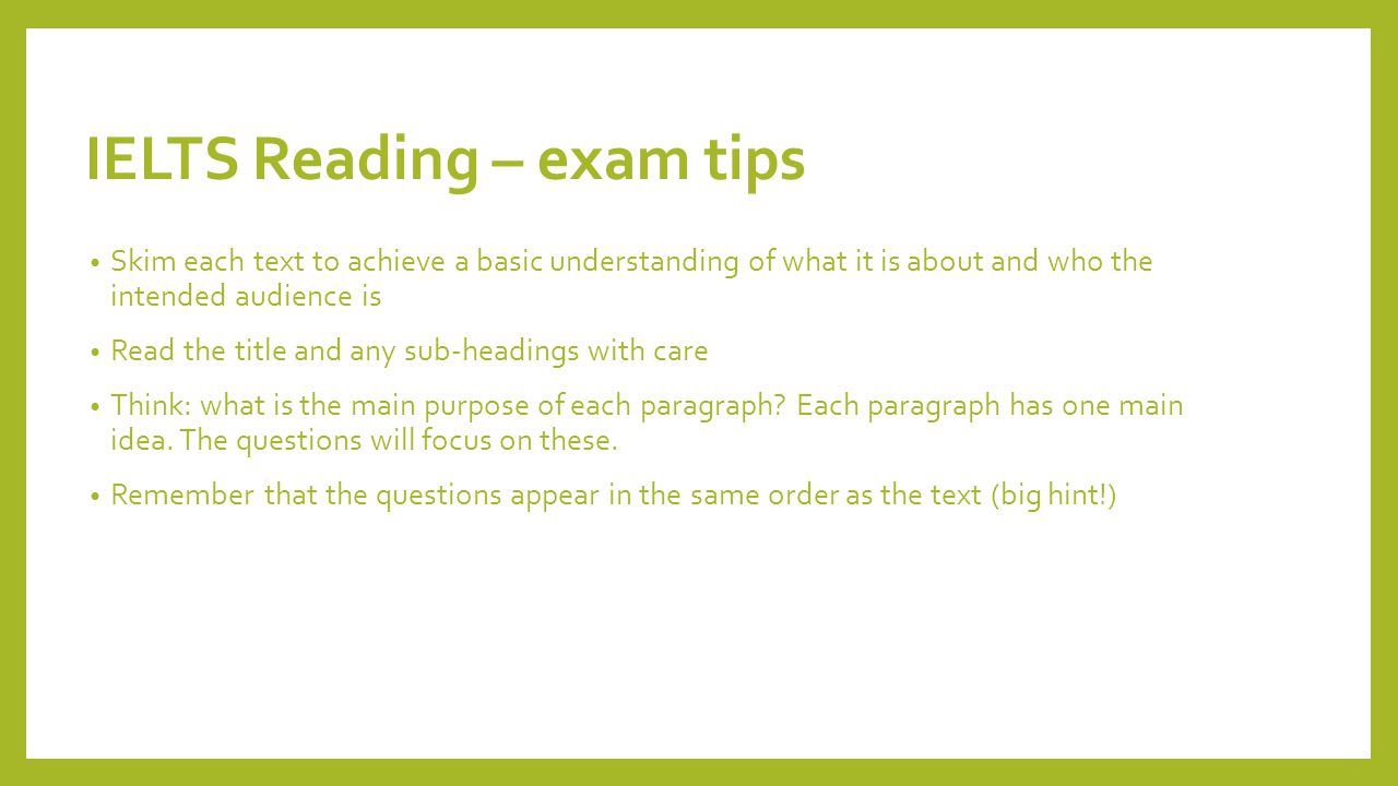 IELTS Reading – exam tips
