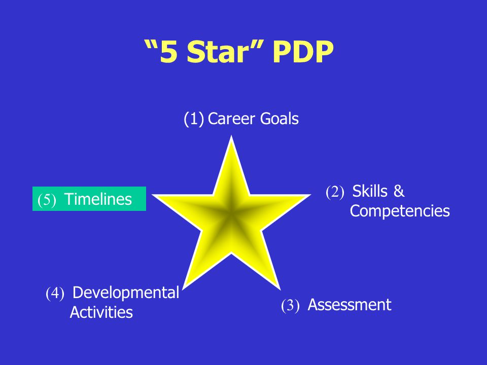 5 Star PDP Career Goals (2) Skills & Competencies (5) Timelines