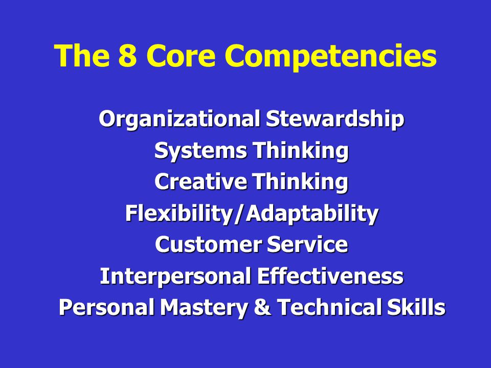 The 8 Core Competencies Organizational Stewardship Systems Thinking