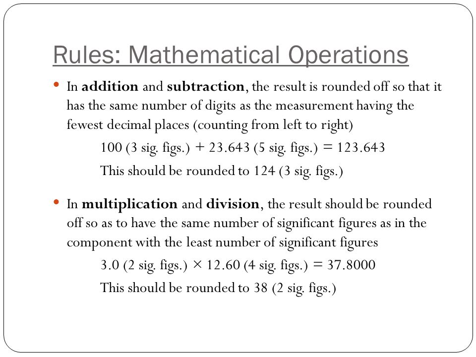 Rules: Mathematical Operations