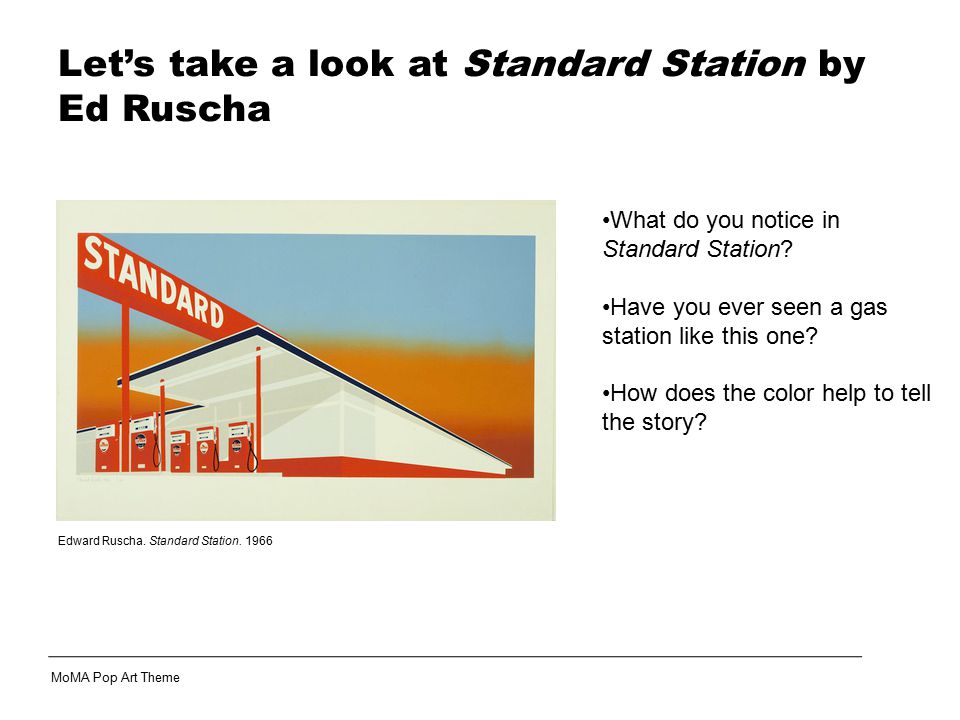 Let’s take a look at Standard Station by Ed Ruscha