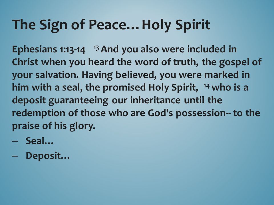 The Sign of Peace…Holy Spirit