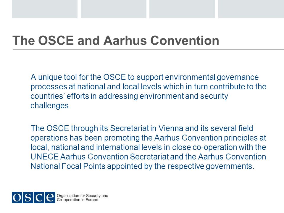 The OSCE and Aarhus Convention