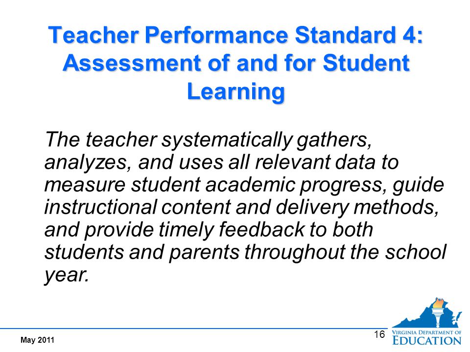 Performance Indicators Examples for Standard 4: