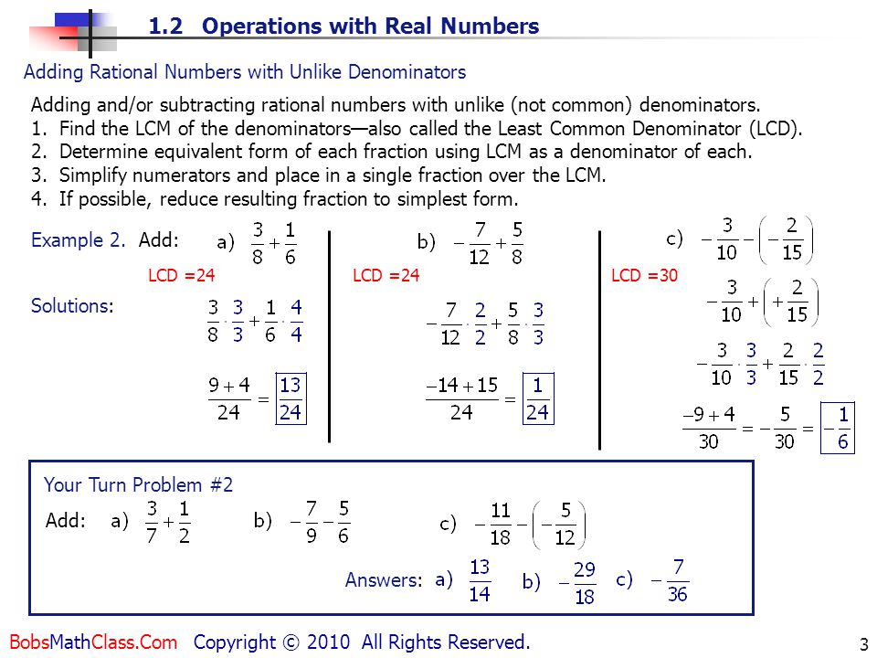 3. Simplify numerators and place in a single fraction over the LCM.