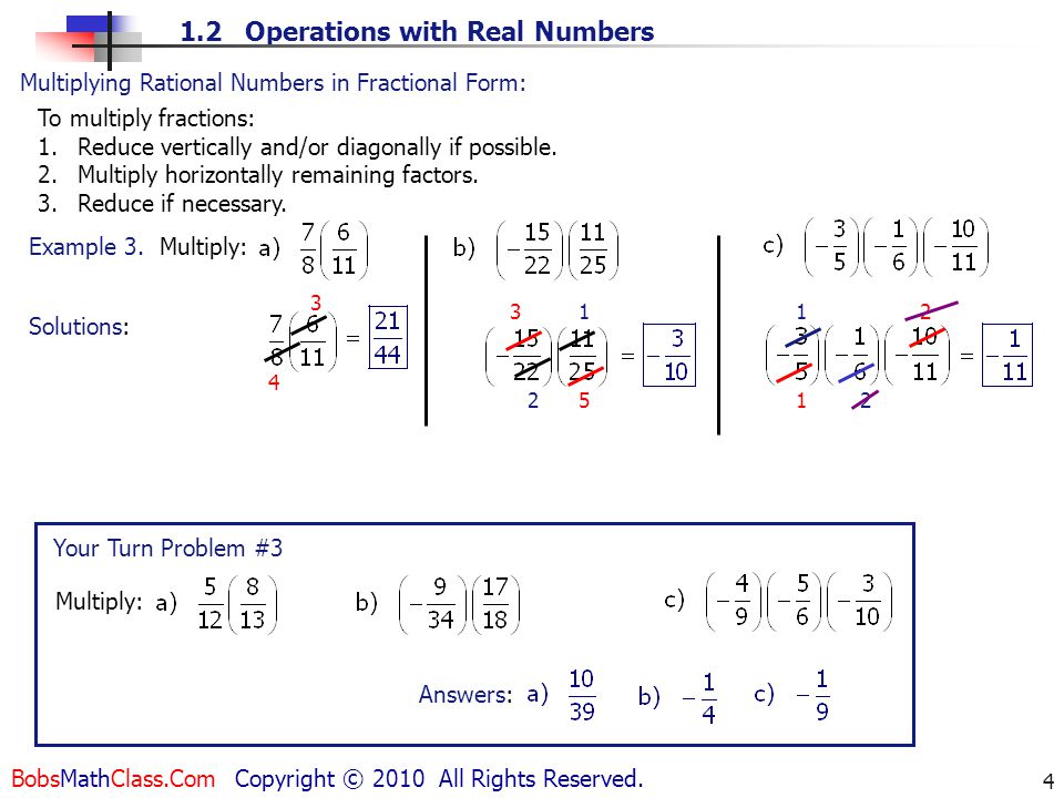Multiplying Rational Numbers in Fractional Form: