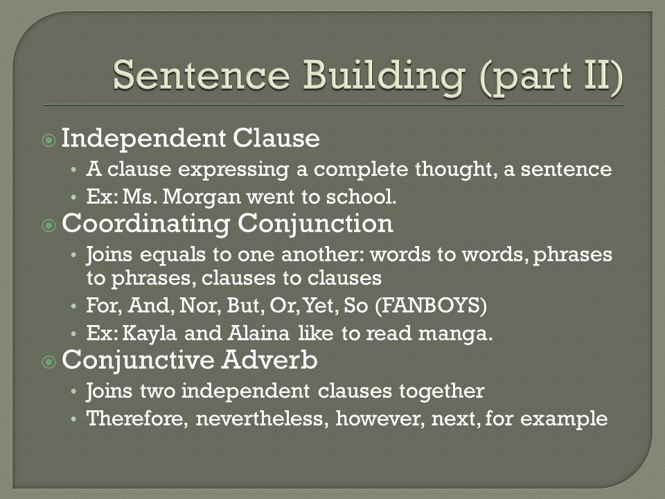 Sentence Building (part II)