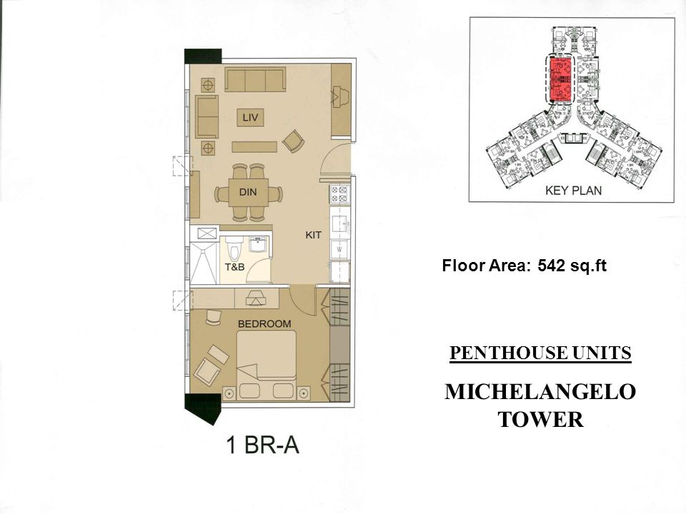 Floor Area: 542 sq.ft PENTHOUSE UNITS MICHELANGELO TOWER