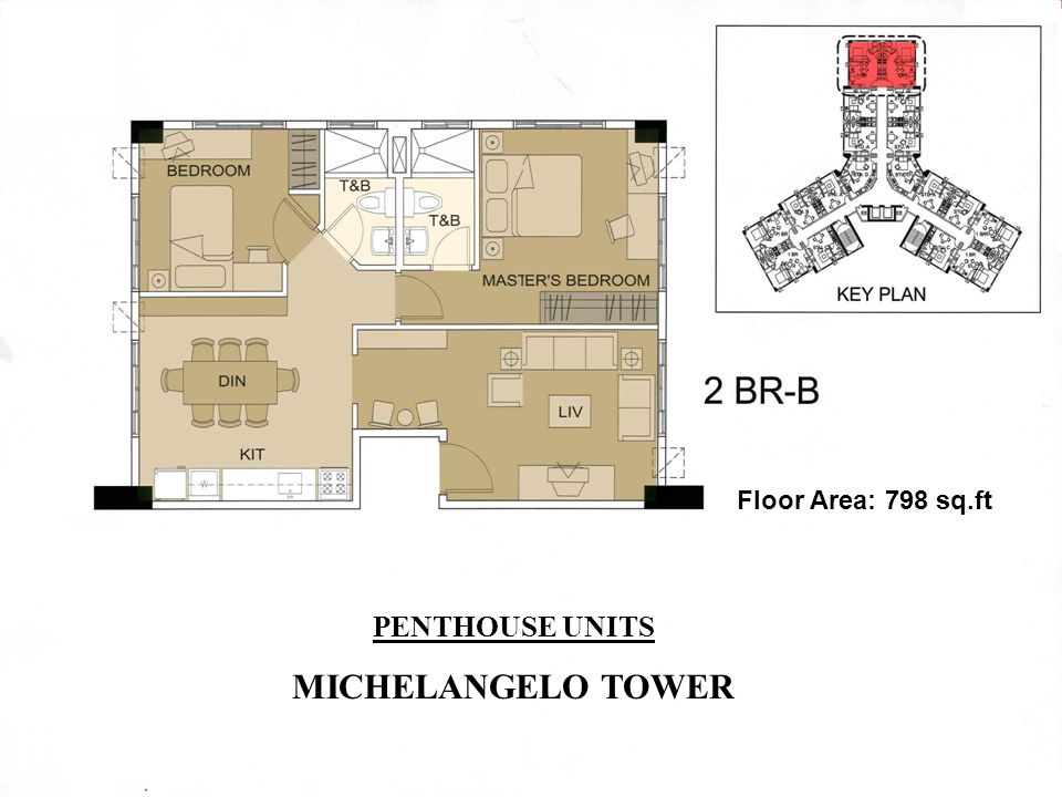 Floor Area: 798 sq.ft PENTHOUSE UNITS MICHELANGELO TOWER