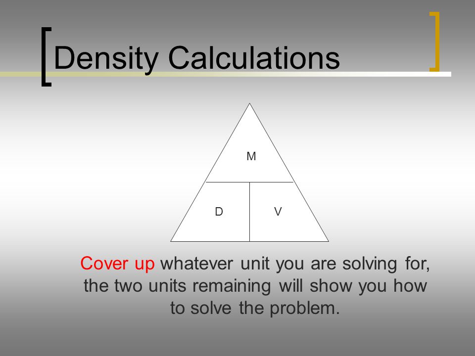 Density Calculations M. D. V.