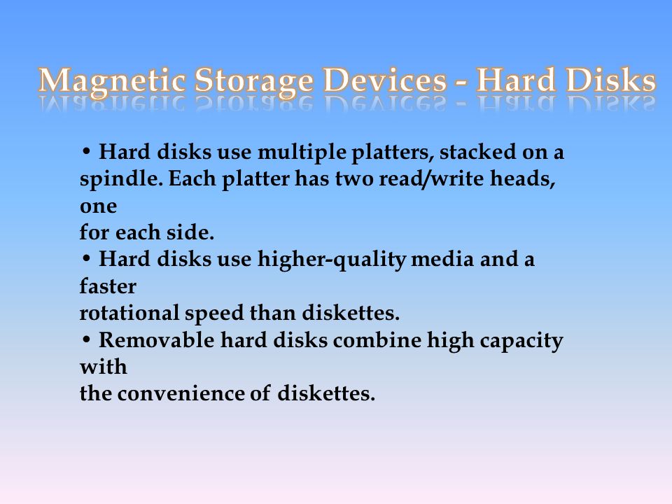 Magnetic Storage Devices - Hard Disks