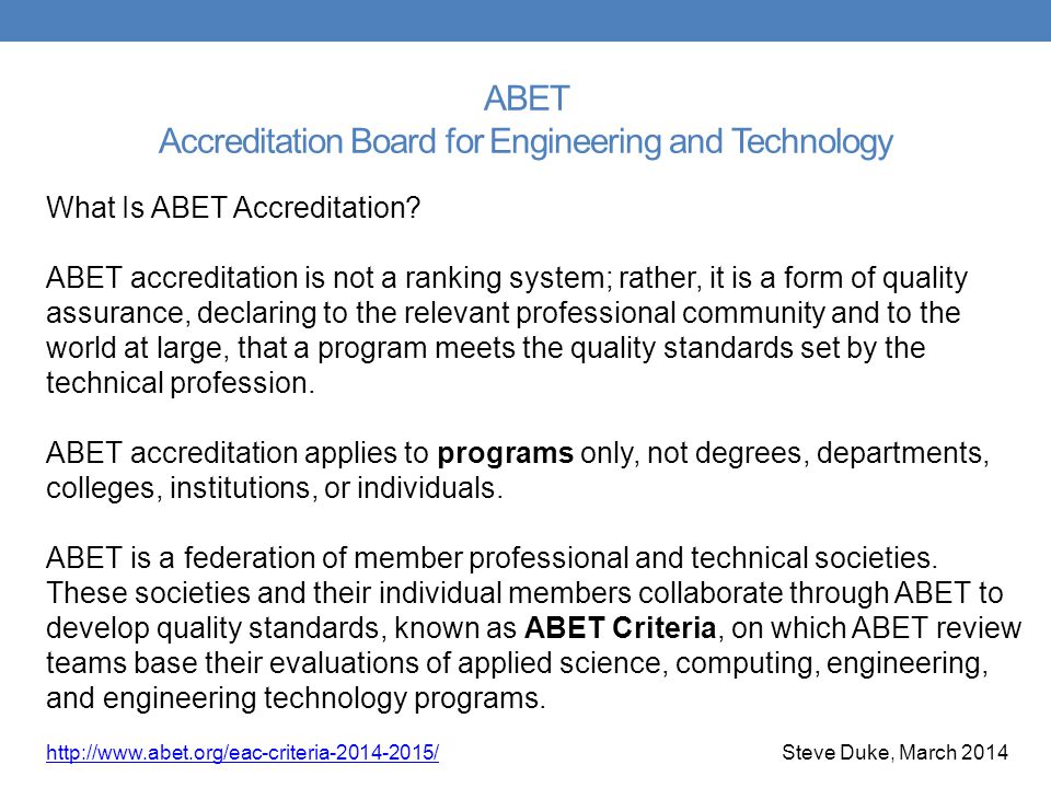 ABET Accreditation Board for Engineering and Technology