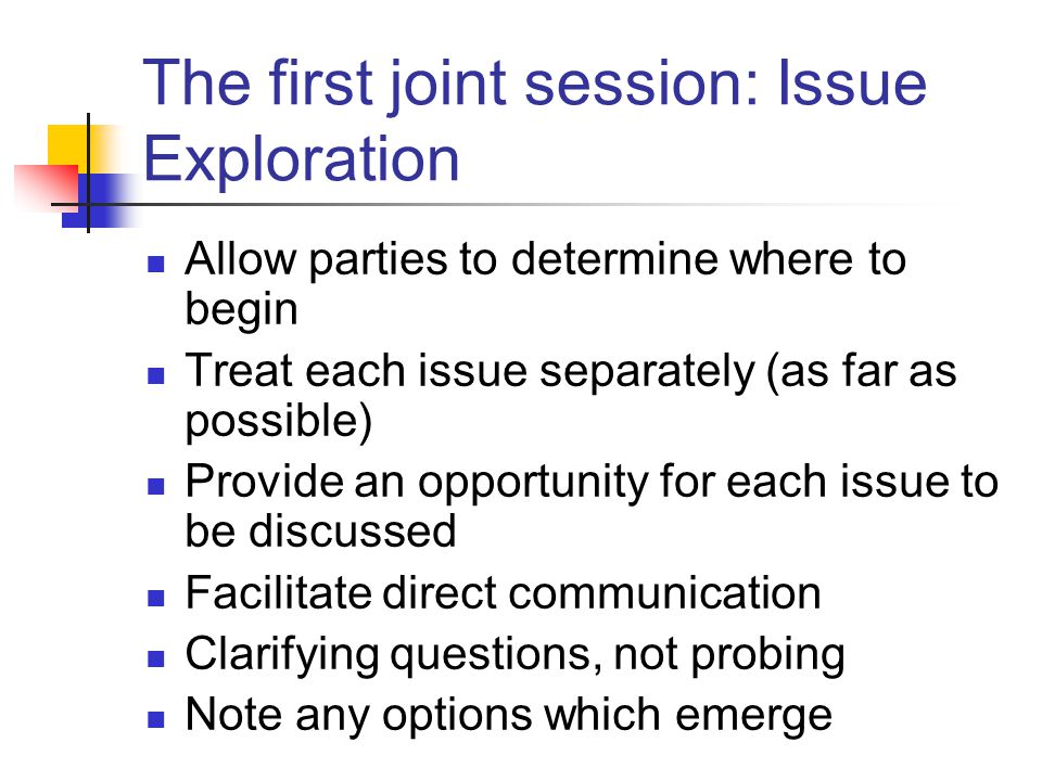 The first joint session: Issue Exploration