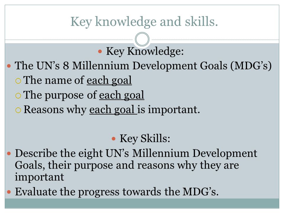 Key knowledge and skills.