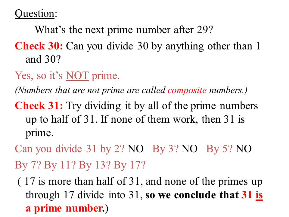 What’s the next prime number after 29