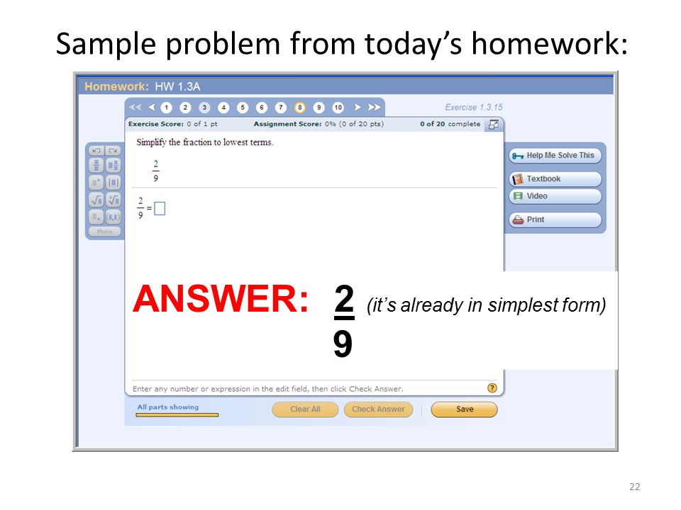 Sample problem from today’s homework: