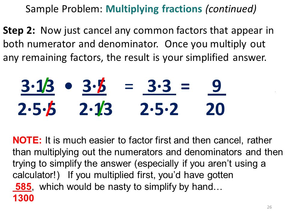 Sample Problem: Multiplying fractions (continued)