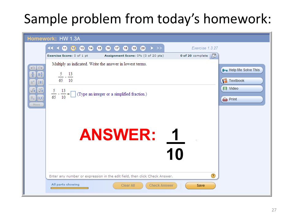 Sample problem from today’s homework: