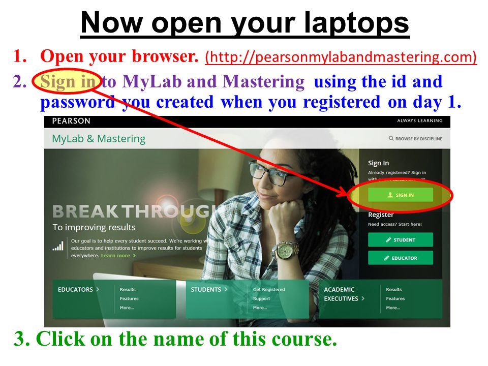 Now open your laptops 3. Click on the name of this course.