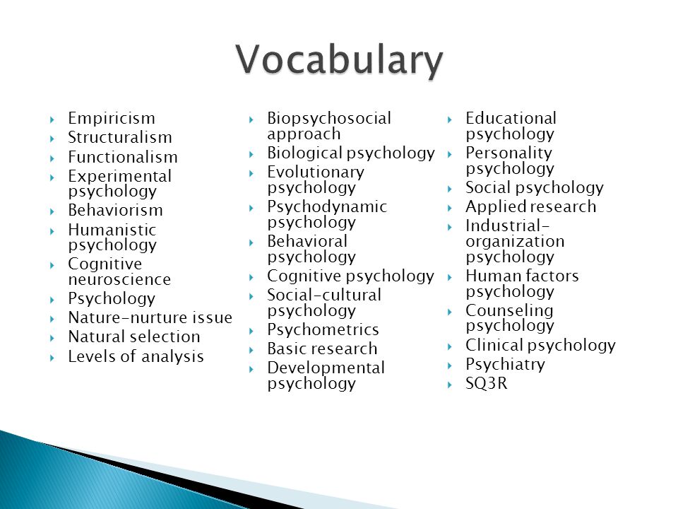 Vocabulary Empiricism Biopsychosocial approach Educational psychology