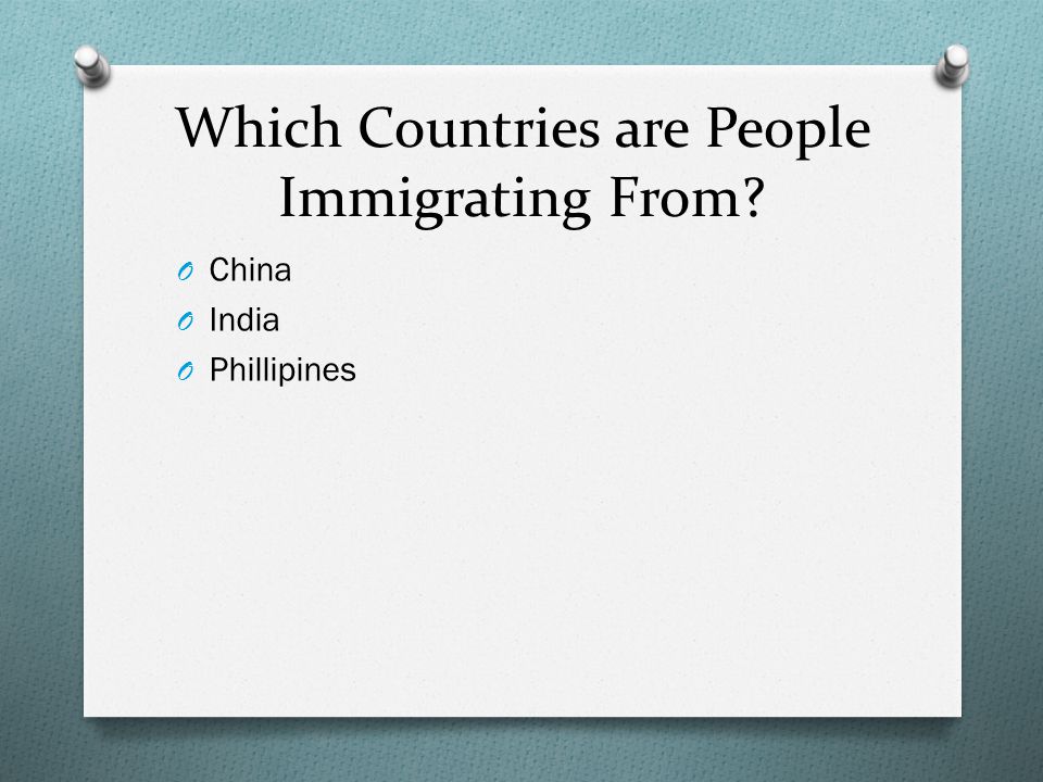 Which Countries are People Immigrating From