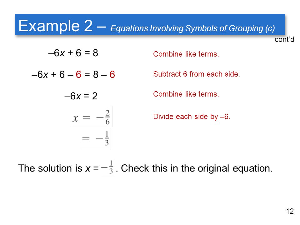Example 2 – Equations Involving Symbols of Grouping (c)