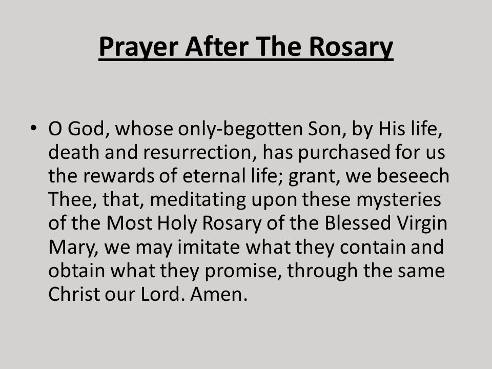 Prayer After The Rosary