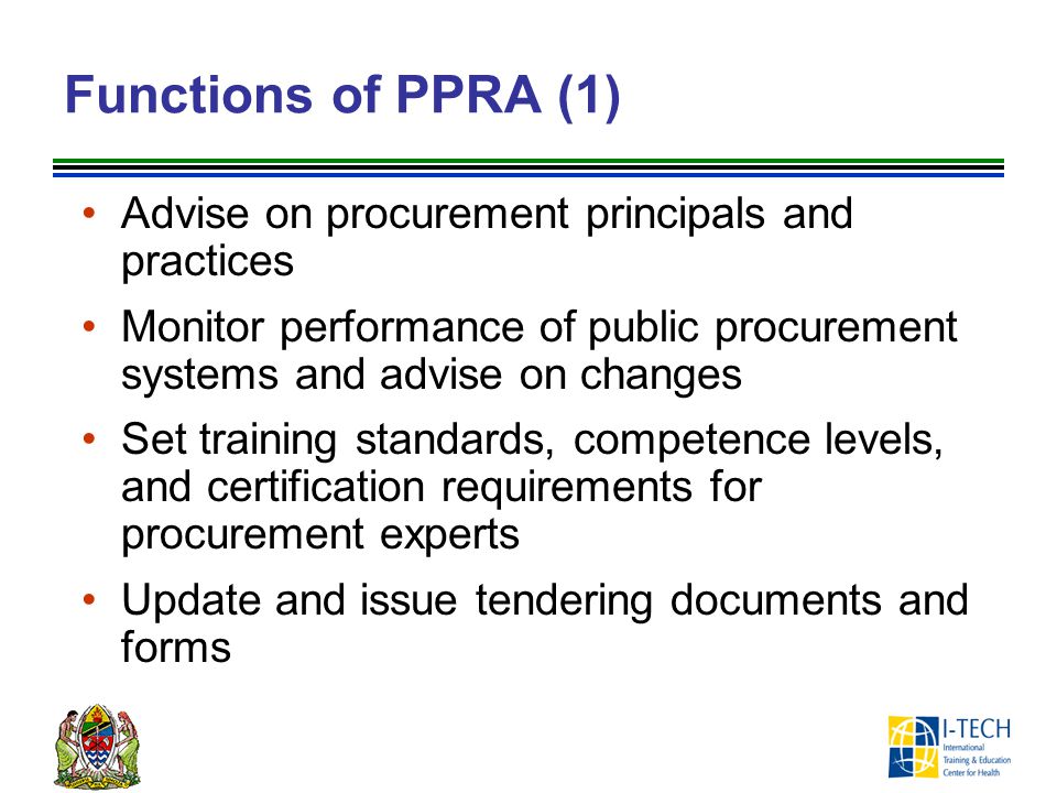 Functions of PPRA (1) Advise on procurement principals and practices
